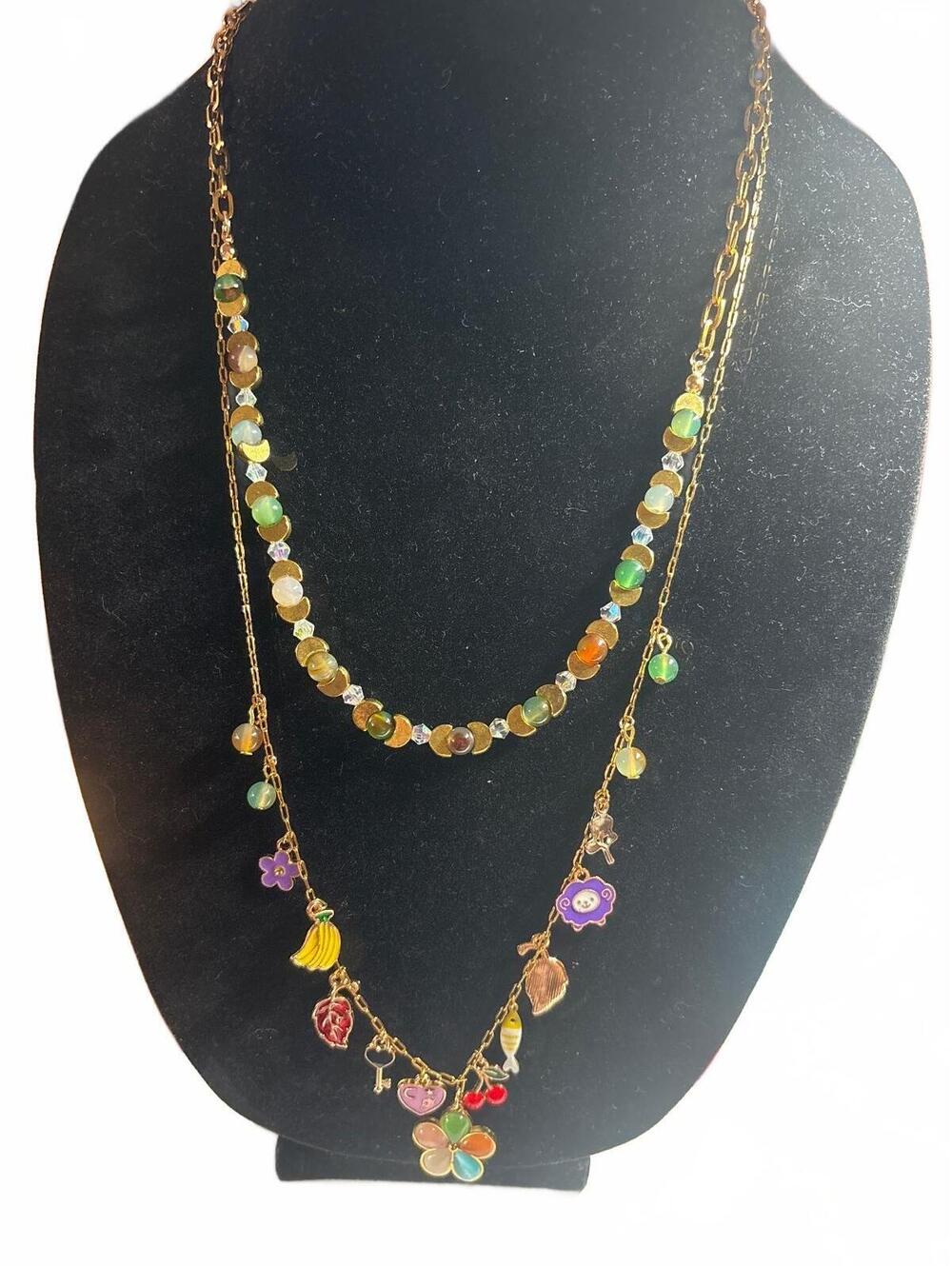 H030 Tiger's Eye Moon and Charm necklace